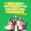 Grafik von Menschen, die zusammenstehen, mit Text